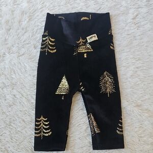 Baby Black and Gold Tree Print Velvet Leggings